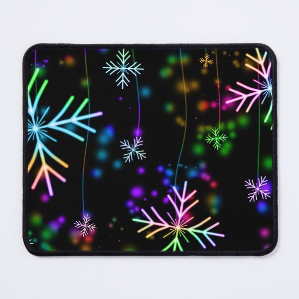 Item preview, Glowing Neon Snowflakes on Black Background with Bokeh Light Particles designed and sold by  Mollier's.