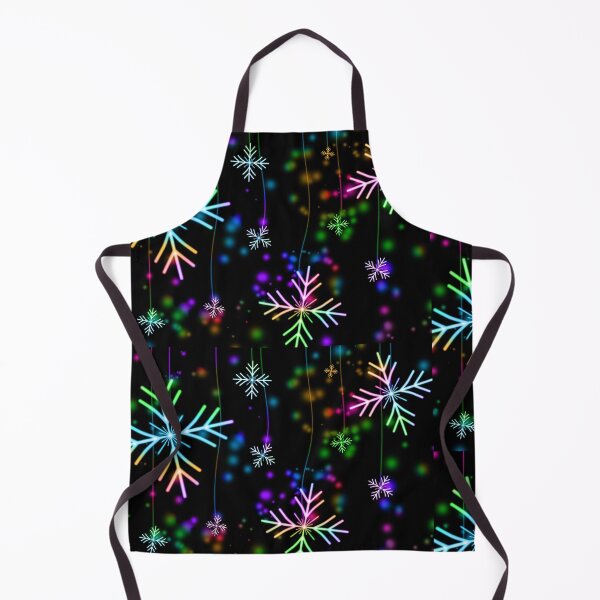 Item preview, Glowing Neon Snowflakes on Black Background with Bokeh Light Particles designed and sold by Mollier's.