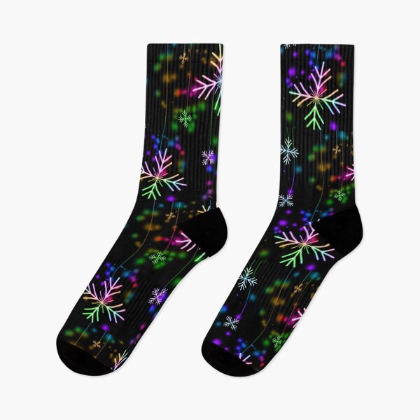 Item preview, Glowing Neon Snowflakes on Black Background with Bokeh Light Particles designed and sold by  Mollier's.
