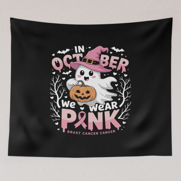 Item preview, In October We Wear Pink shirt Ghost Breast Cancer Awareness designed and sold by RayArmstrong.