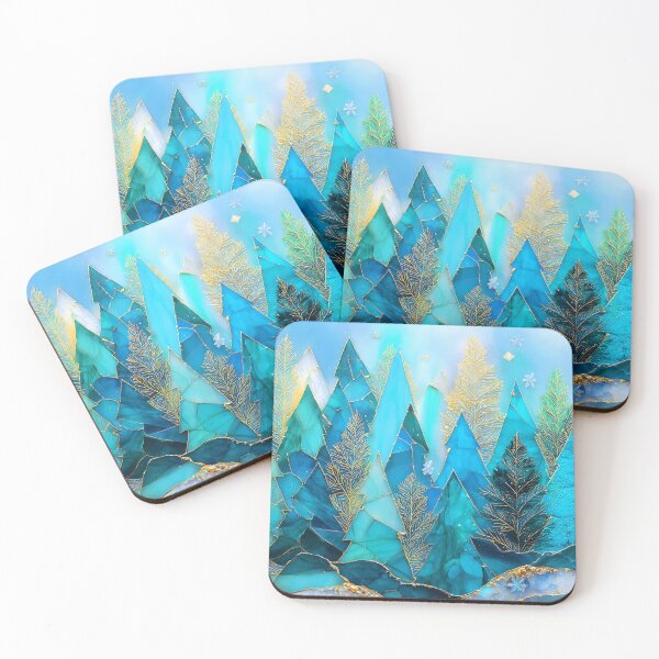 Item preview, Christmas Stained Glass-Inspired Blue And Aqua Trees designed and sold by DEC02.