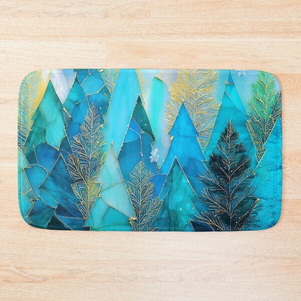 Item preview, Christmas Stained Glass-Inspired Blue And Aqua Trees designed and sold by DEC02.