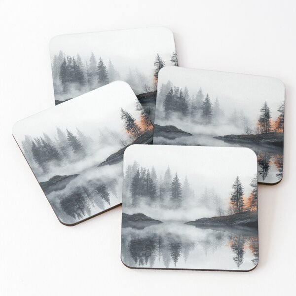 Item preview, Scenic Autumn Landscape Watercolor Painting Lake Mountains Trees designed and sold by CharlieDesings.