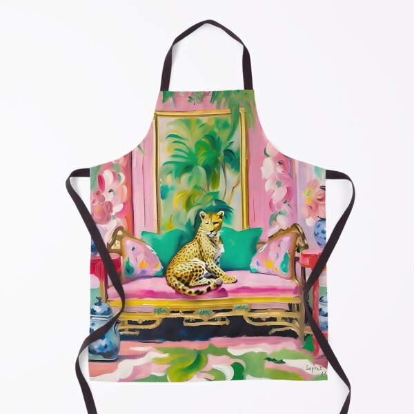 Item preview, Cheetah in preppy pink and green Palm Beach interior designed and sold by SophieClimaArt.