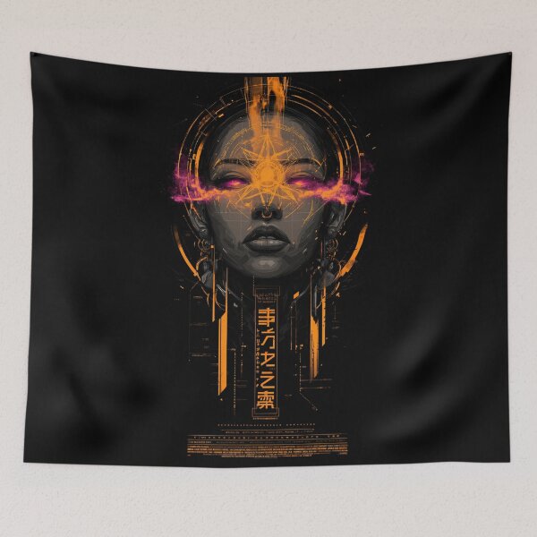 Item preview, Cyberpunk Neon Vision Goddess designed and sold by DarkSpaceVibes.