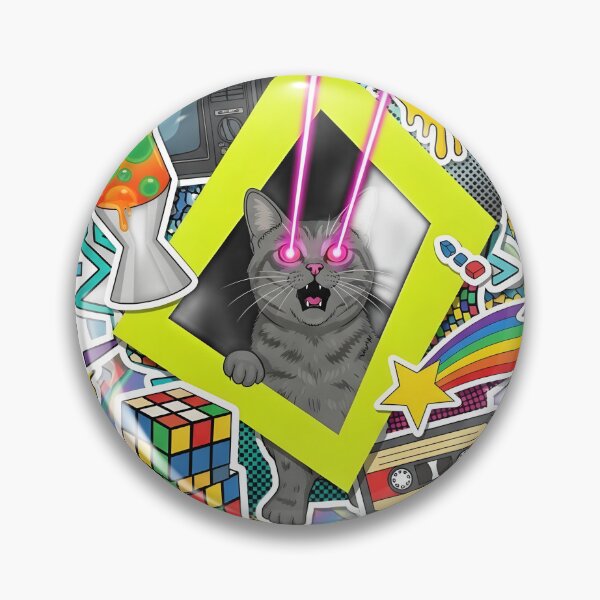 Item preview, Vaporwave Laser Cat 90s Collage Art designed and sold by RBCTk.