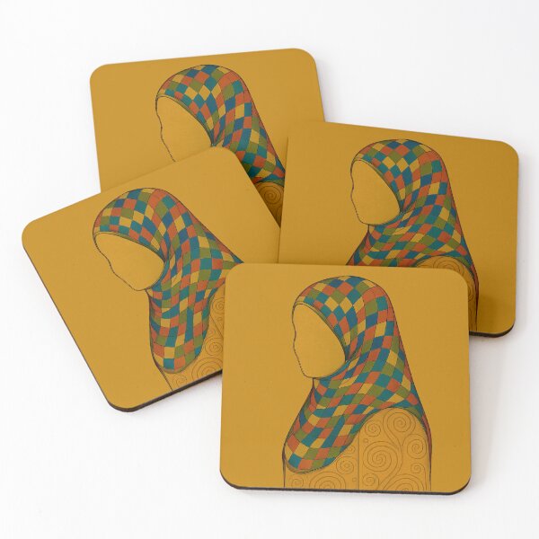 Item preview, Hijabi Mosaic Art - Golden Hijab Design, Islamic Abstract Pattern designed and sold by JOANNASKAH.
