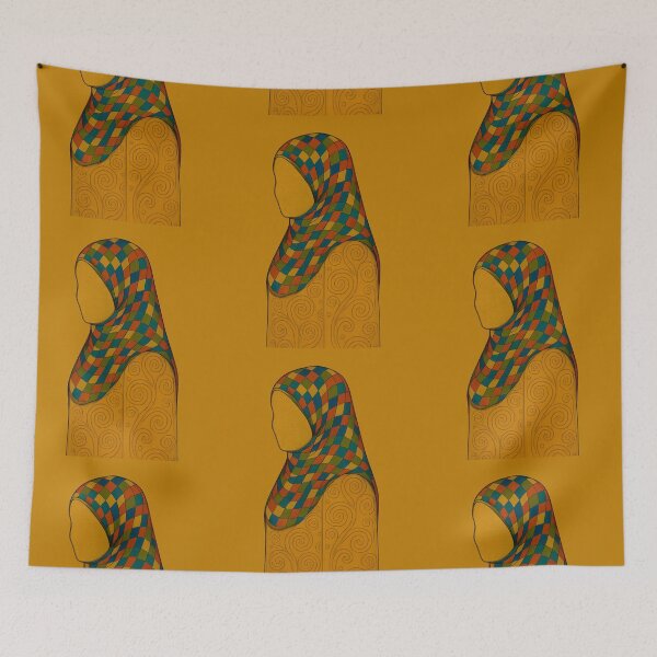 Item preview, Hijabi Mosaic Art - Golden Hijab Design, Islamic Abstract Pattern designed and sold by JOANNASKAH.