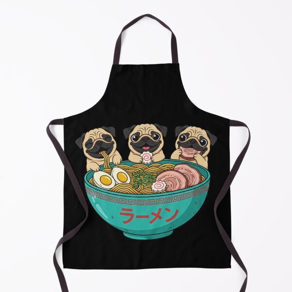 Item preview, Kawaii Three Pug Dogs Eating Ramen Noodle Soup Japanese Art designed and sold by Bongocomic.