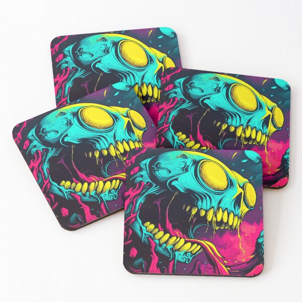 Artikelvorschau, Neonfarbener psychedelischer Totenkopf entworfen und verkauft von FantasyPrintVM.