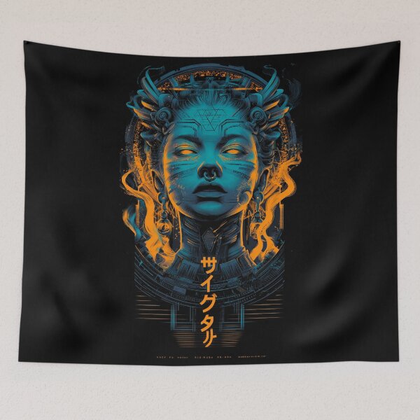 Item preview, Cyberpunk Fire Oracle Portrait designed and sold by DarkSpaceVibes.