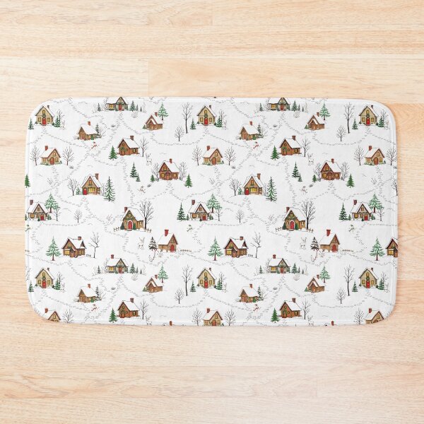 Item preview, Christmas Village in Snow Naive Illustration Pattern / Christmas Season designed and sold by UnhingedBird.