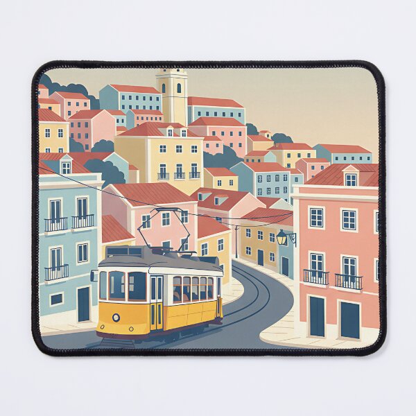 Item preview, Lisbon Portugal Tram 28 Pastel Cityscape Art designed and sold by Orviona.