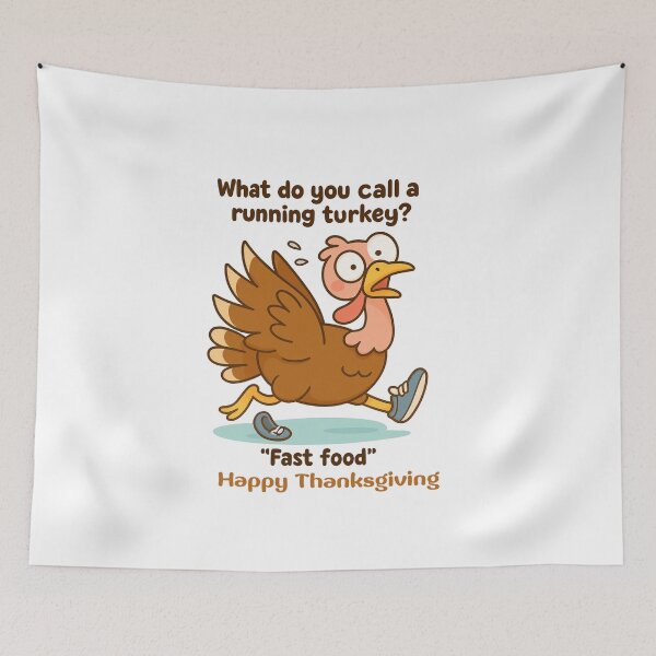 Item preview, Funny Running Turkey – “Fast Food” Thanksgiving Cartoon designed and sold by MujernDesignArt.