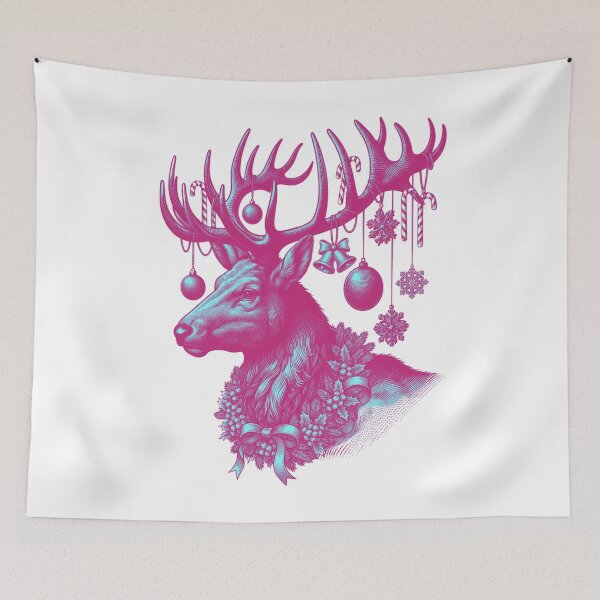 Item preview, Vintage Christmas Reindeer With Decorated Antlers designed and sold by e-camelleone.