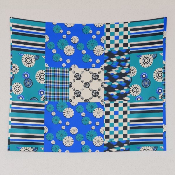 Item preview, Blue Patchwork Seamless Repeat designed and sold by Sharon Schwalbe.