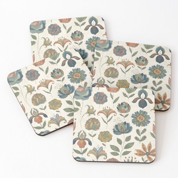 Item preview, Whimsical Folk Garden – Muted Floral Seamless Pattern designed and sold by HolmeProud.
