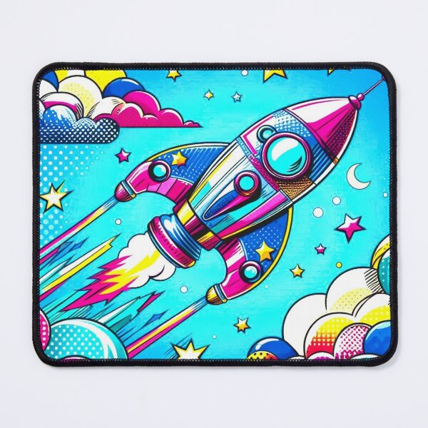 Item preview, "Pop Art Rocket Launch – Whimsical Space Adventure" designed and sold by Dogandesighn.