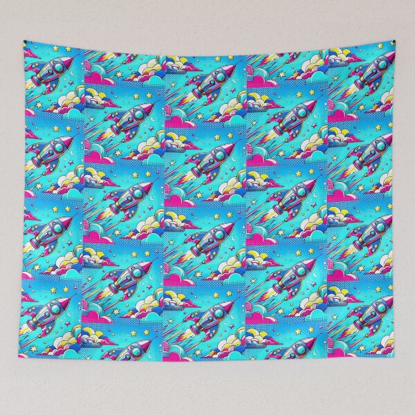 Item preview, "Pop Art Rocket Launch – Whimsical Space Adventure" designed and sold by Dogandesighn.