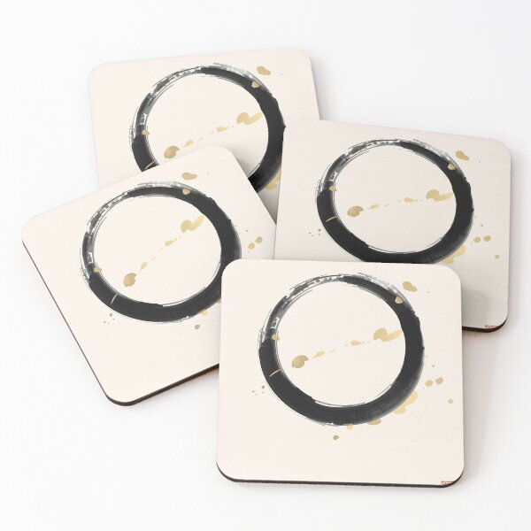 Item preview, Zen Enso Circle Art | Minimal Japanese Wabi Sabi Ink Painting with Gold Accents designed and sold by AM-little-shop.