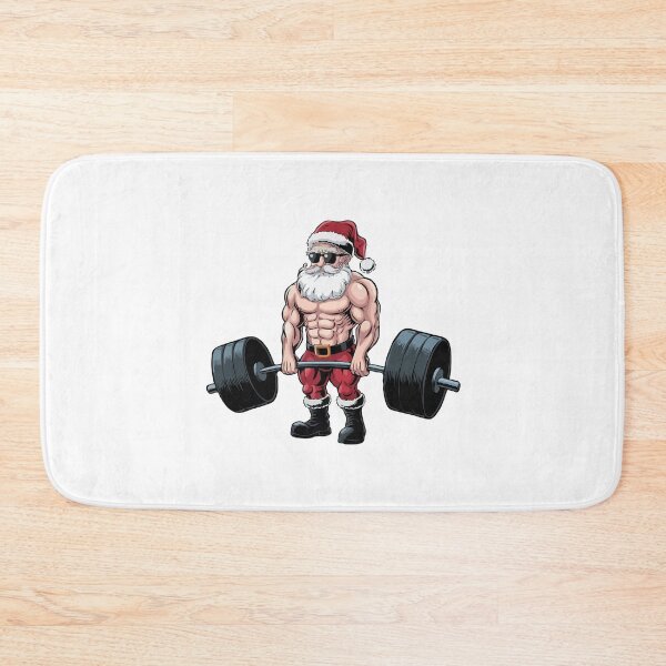 Item preview, Jacked Santa Claus Lifting Weights – Funny Christmas Gym Fitness Bodybuilder Santa Design designed and sold by BrainBubbleArt.