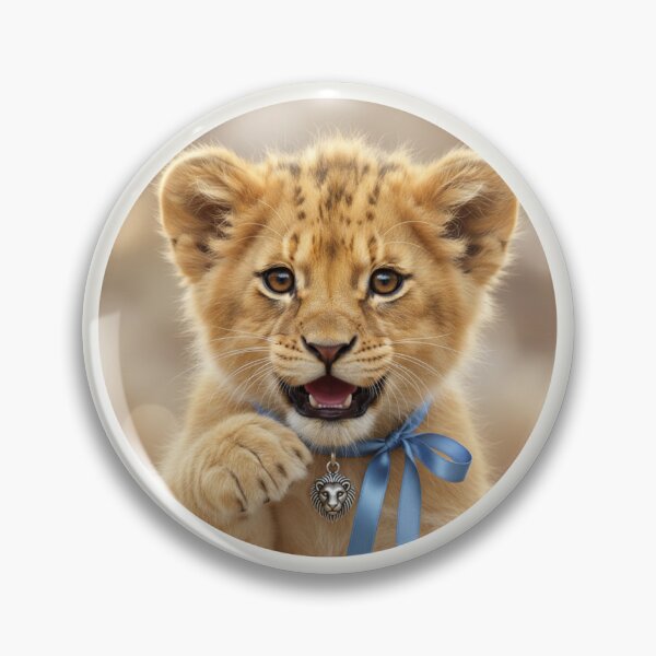 Item preview, Playful Pampered Lion Cub with Blue Ribbon designed and sold by  Mollier's.