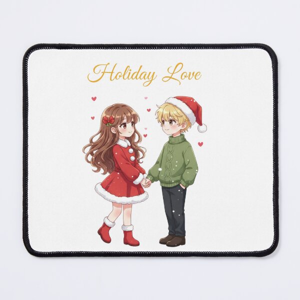 Item preview, Holiday Love – Cute Christmas Couple Anime Art Romantic Winter Design designed and sold by ZYNORAworld.