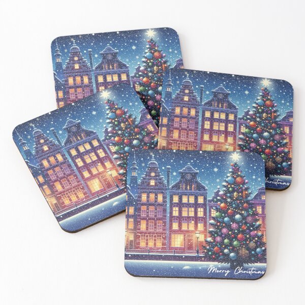 Item preview, Magical Amsterdam in the Snow – Dutch Christmas City Scene with Canals and Tree Lights designed and sold by Sugar Wisdom .