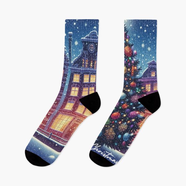 Item preview, Magical Amsterdam in the Snow – Dutch Christmas City Scene with Canals and Tree Lights designed and sold by Sugar Wisdom .