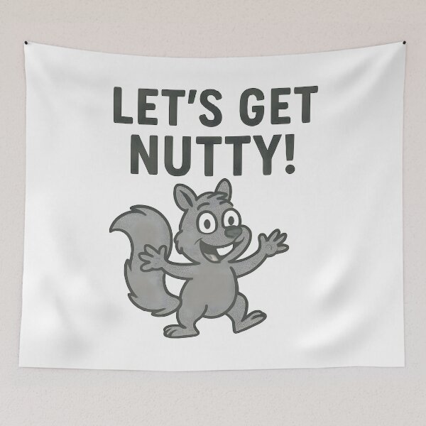 Item preview, Funny Cartoon Squirrel Let's Get Nutty Grey Character Design. designed and sold by The-T-In-Retro.