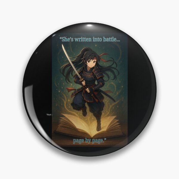 Item preview, 1.	“She’s written into battle...page by page.” designed and sold by Brickroad Dsigns.