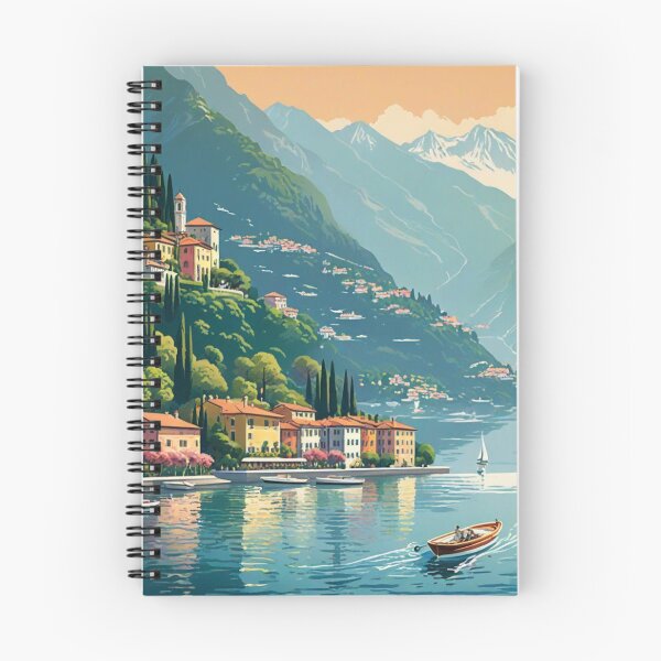 Item preview, Retro Lake Como Wall Art | Vintage Italy Mountains & Boats designed and sold by Esterlane.