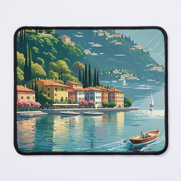 Item preview, Retro Lake Como Wall Art | Vintage Italy Mountains & Boats designed and sold by Esterlane.