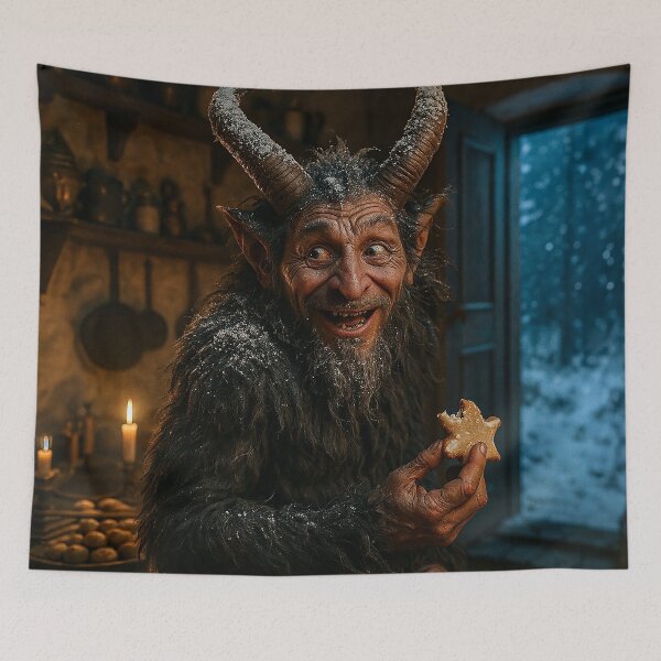 Item preview, Krampus stealing cookies designed and sold by Sartawsky.