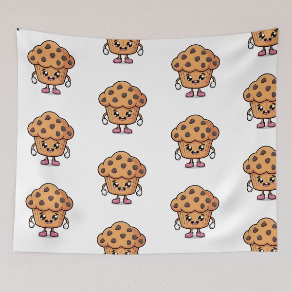 Item preview, Happy Kawaii Muffin – Cute drawing of a chocolate chip cupcake designed and sold by drchzak.