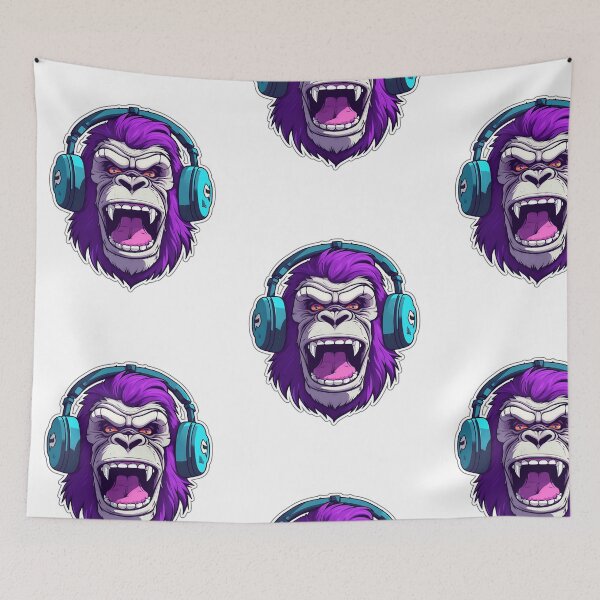Item preview, FACE OF A MONKEY LISTENING TO HEADPHONES designed and sold by infinitearte.