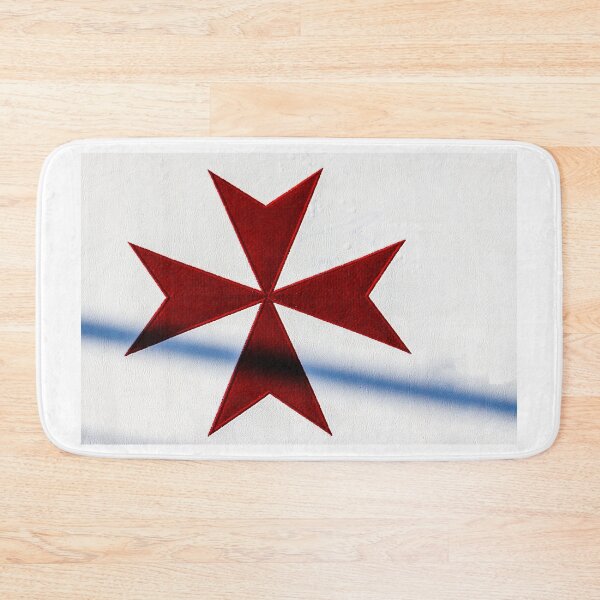 Item preview, Red Maltese Cross Emblem On White Wall With Shadow, Bold Geometric Symbol For Design designed and sold by Nmallia.