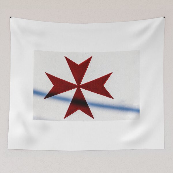 Item preview, Red Maltese Cross Emblem On White Wall With Shadow, Bold Geometric Symbol For Design designed and sold by Nmallia.
