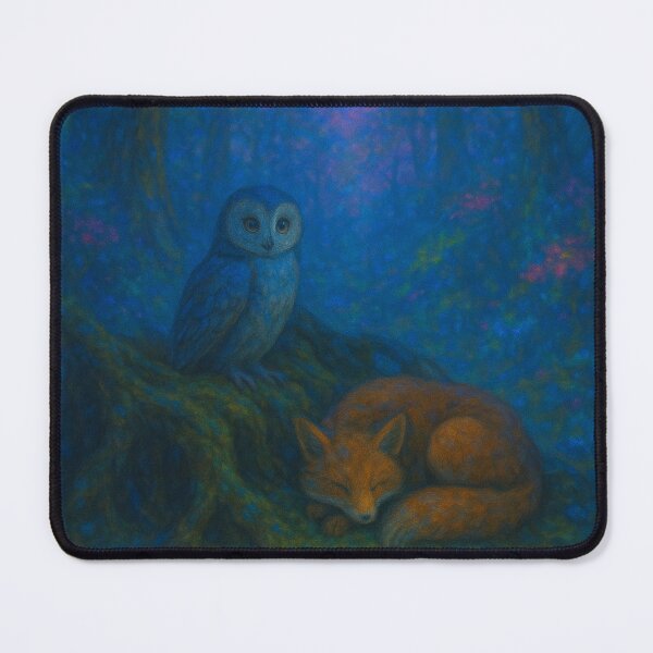 Item preview, Mystical Forest Companions – Fox and Owl Under the Night Sky designed and sold by AnnaDreaming.