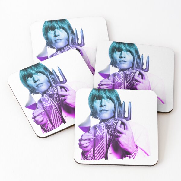 Item preview, Brian Jones Psychedelic Purple–Blue Portrait designed and sold by NoraDRoss.