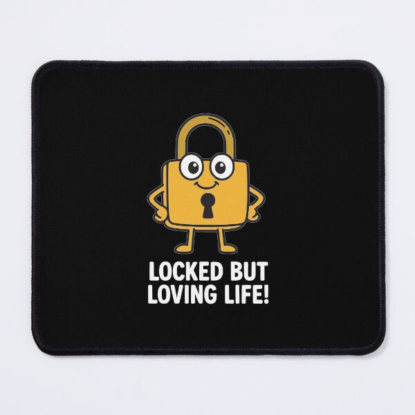 Item preview, Locked and Loving It – Cute Padlock Cartoon • Chastity Humour T-Shirt Design designed and sold by Louise Bastard.