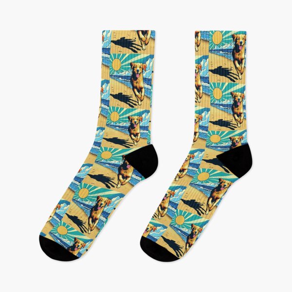 Item preview, cute dog running at the beach designed and sold by Dogandesighn.