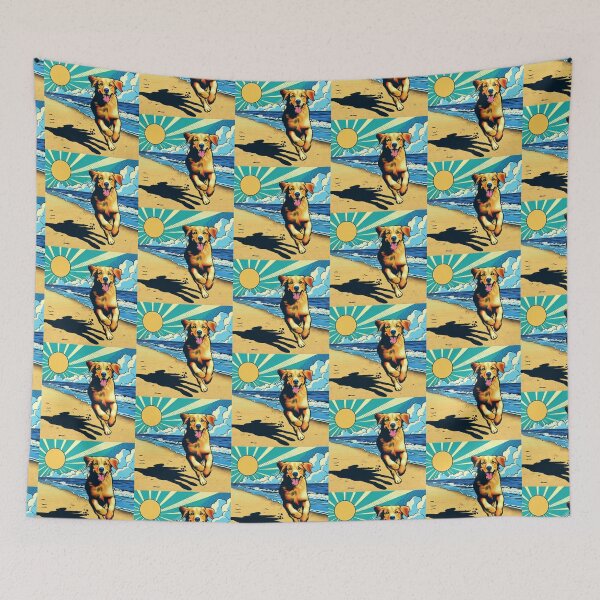 Item preview, cute dog running at the beach designed and sold by Dogandesighn.