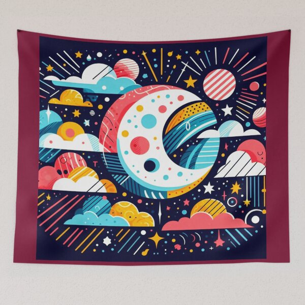 Item preview, Cosmic Joy: Vibrant Graphic Moon and Starscape designed and sold by daweave77.