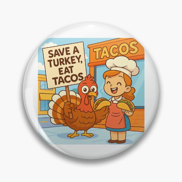 Item preview, Save a Turkey Eat Tacos – Cute Thanksgiving Taco Shop Cartoon designed and sold by MujernDesignArt.