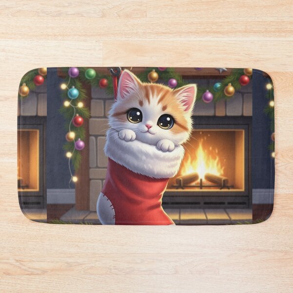 Item preview, Kitten Inside a Christmas Stocking designed and sold by PetJoyPrintsCO.