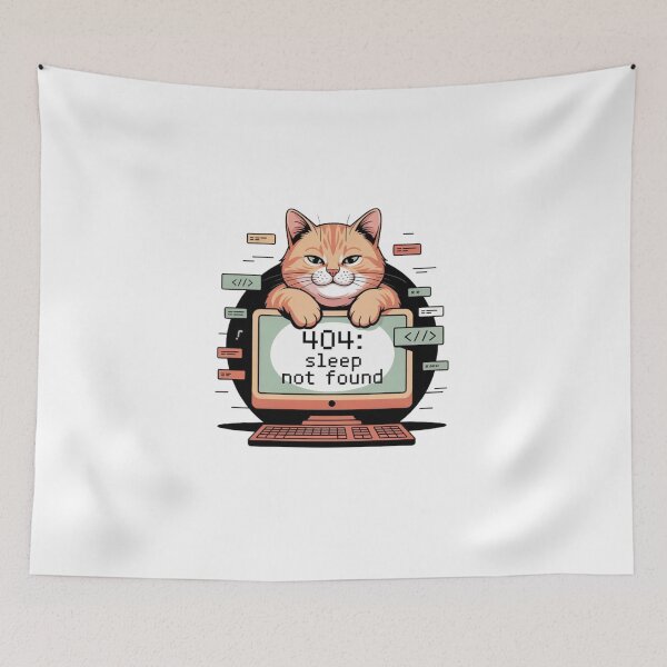 Item preview, 404 Sleep Not Found – Funny Cat Programmer Coding Humor Design designed and sold by ZyricZyric.