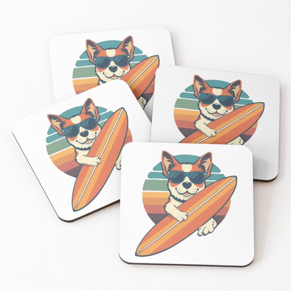 Item preview, Retro Surfing Dog | Cool Vintage Beach Pup Illustration designed and sold by AM-little-shop.