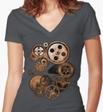 Steampunk Gears Women's Fitted V-Neck T-Shirt