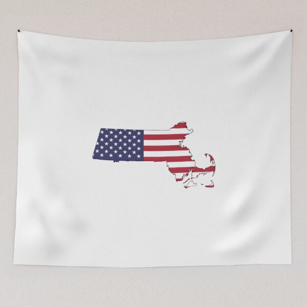 Item preview, Massachusetts USA Flag Silhouette – Stars and Stripes State Outline designed and sold by Paper Drip.